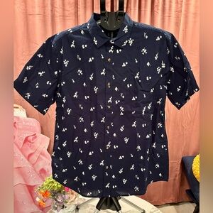 Old Navy Men's Dark Blue Floral Button-Down Shirt New With Tags
